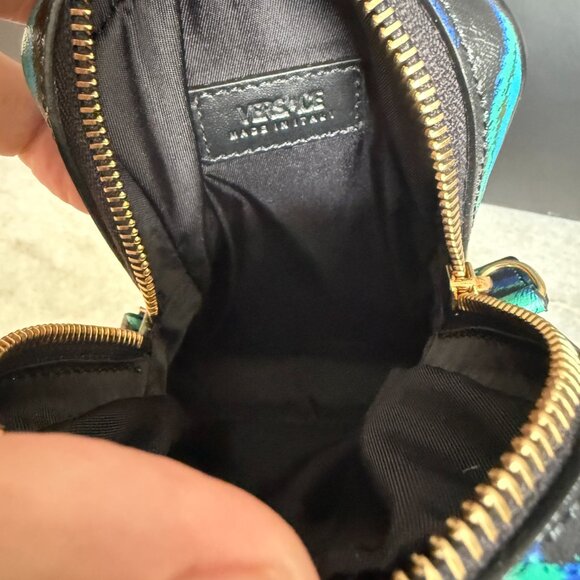 Versace Medusa Printed Calf Leather Tiger Blue/Black 100792 Phone case Bag - Picture 7 of 16